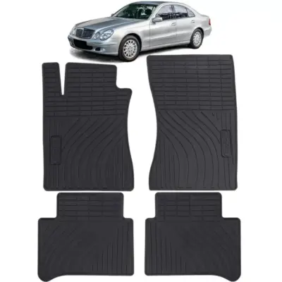 Tappetini Gomma Neri Set Premium per Mercedes Classe E W211 S211 02-09