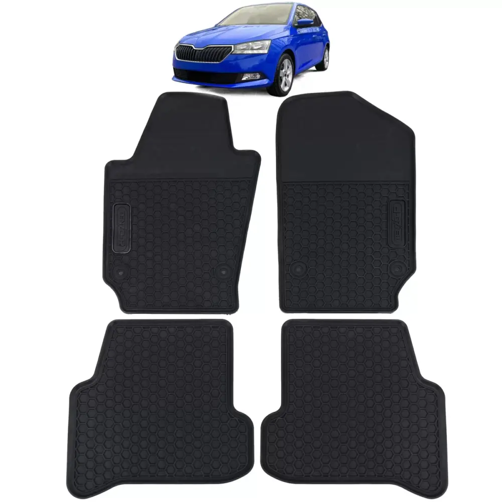 Tappetini Gomma Neri Set Premium per Skoda Fabia 3 Nj dal 2014