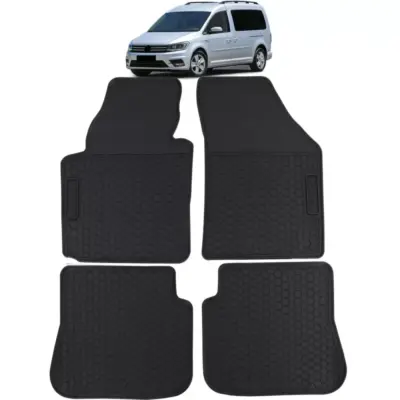Tappetini Gomma Neri Set Premium per Volkswagen Caddy Iv 15-20