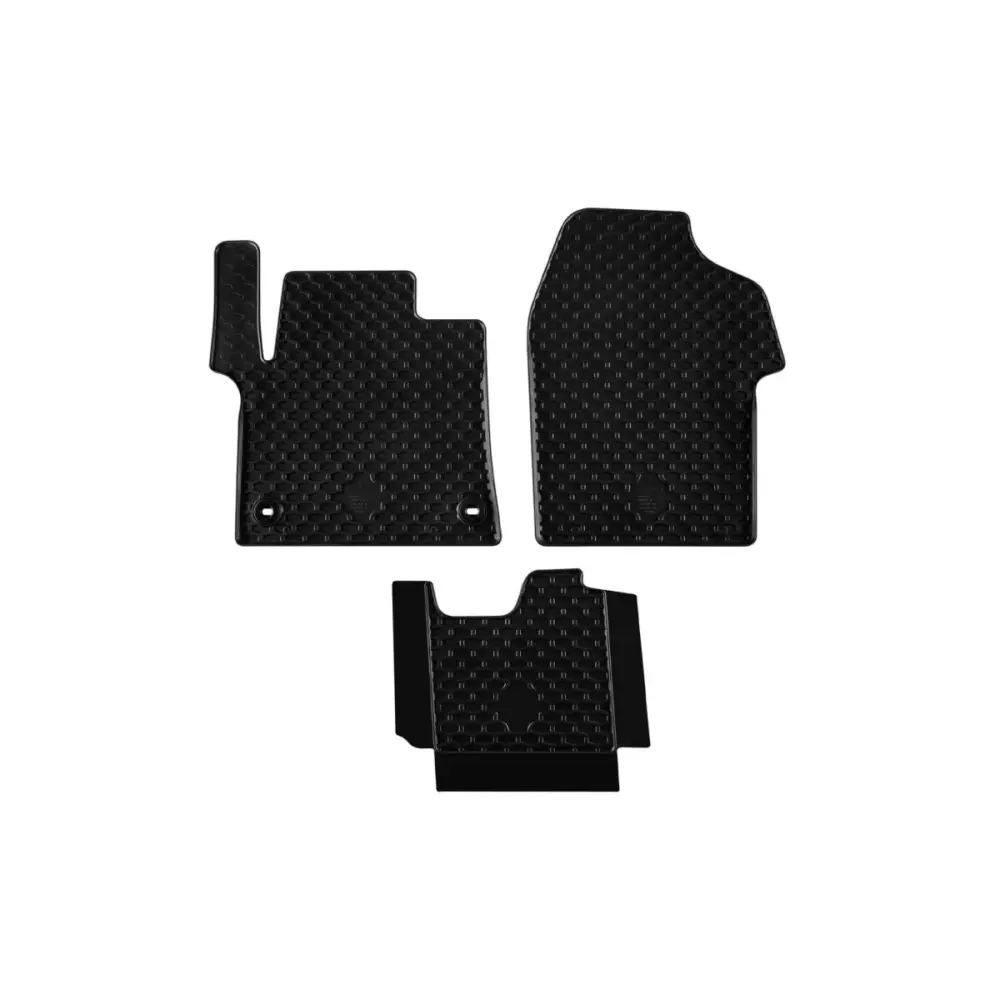 Tappetini Gomma Set 3 Pezzi con Clip Ovali Opel Vivaro dal 2019 Nero