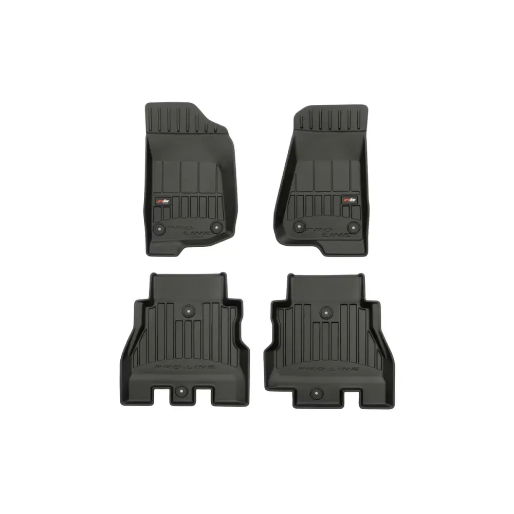 Tappetini Gomma Specifici 4 Pezzi Neri per Jeep Wrangler Jl 4 Porte dal 2017