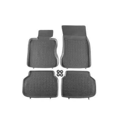 Tappetini Gomma Specifici Grigi 4 Pezzi per BMW Serie 7 F01 2008-2015 Corto