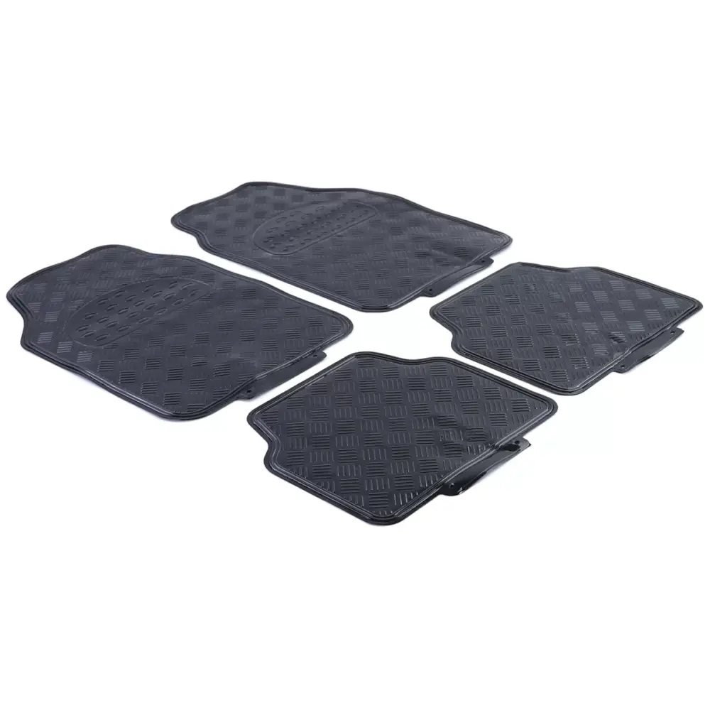 Tappetini Gomma Universali 4 Pezzi Effetto Alluminio Nero Cromato