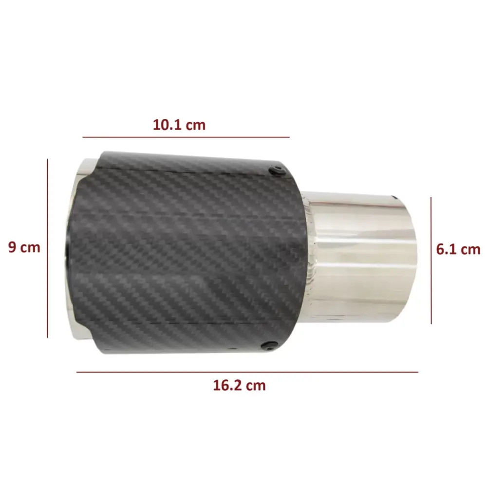 Terminale di Scarico Carbonio Lucido 6,1 cm Universale per Auto