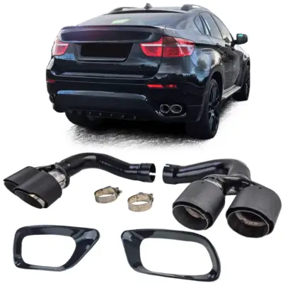 Terminale di Scarico Doppio in Carbonio per BMW X6 E71 08-14 Diesel 30d 40d