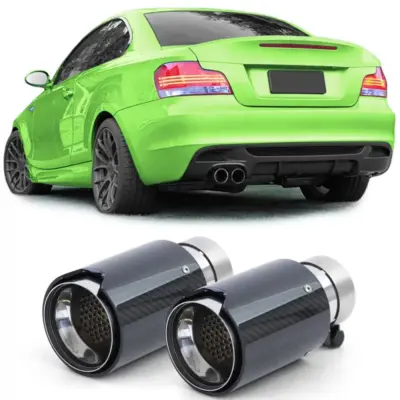 Terminali Scarico Carbonio 90mm con Assorbitore per BMW Serie 1 E81 E82 E87 E88