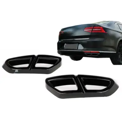 Terminali Scarico Decorativi Nero Lucido per VW Passat 3G GTE Alltrack 2015-2019