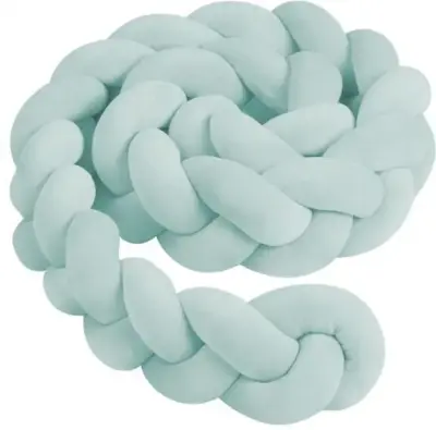 Treccia paracolpi imbottita protezione culla lettino morbida cotone menta