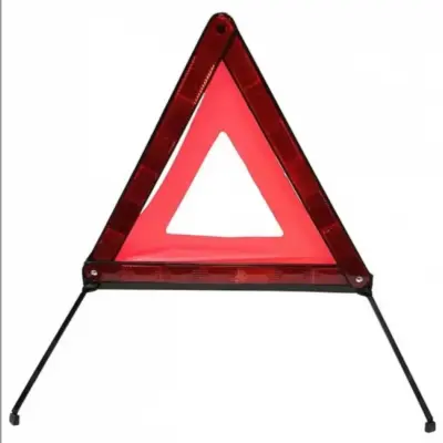 Triangolo Segnaletico 41 cm con Base Metallica e Custodia Plastica Universale