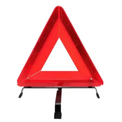 Triangolo Segnaletico 43cm Base Metallo Custodia Plastica Universale