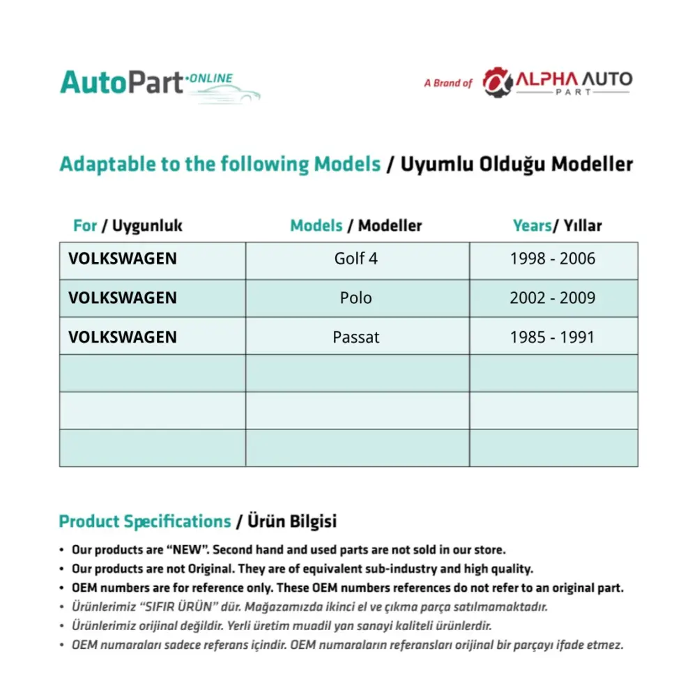 Ugello Fontana Acqua per Volkswagen Golf 4, Polo, Passat
