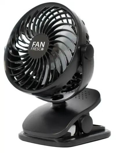Ventilatore portatile ricaricabile con base appoggio e clip da tavolo