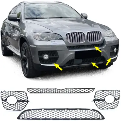 Ventola Paraurti Set a Nido D'ape Nero per BMW X6 E71 2006-2014