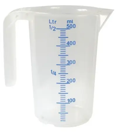 Versatore dosatore liquidi graduato 0,5 litri in plastica resistente