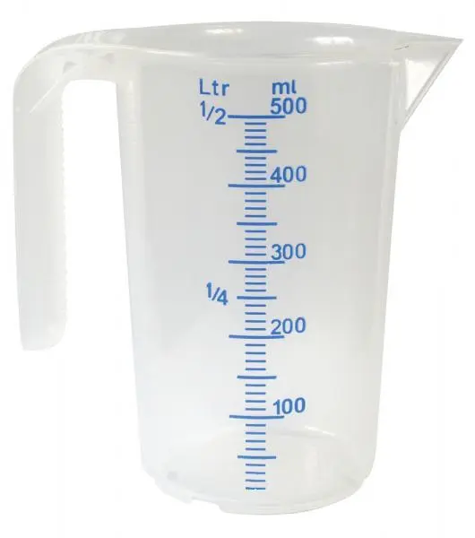 Versatore dosatore liquidi graduato 0,5 litri in plastica resistente