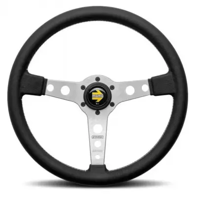Volante sportivo nero argento 350 mm auto tuning accessorio