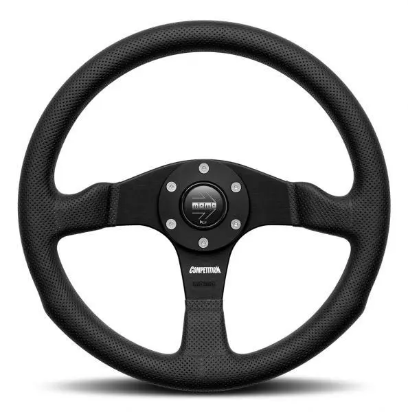 Volante sportivo nero diametro 350 mm auto racing pelle e gomma