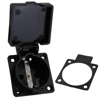 Vorzelt Presa Esterna con Sportellino Nera Schuko 220 Volt Universale 50x66mm