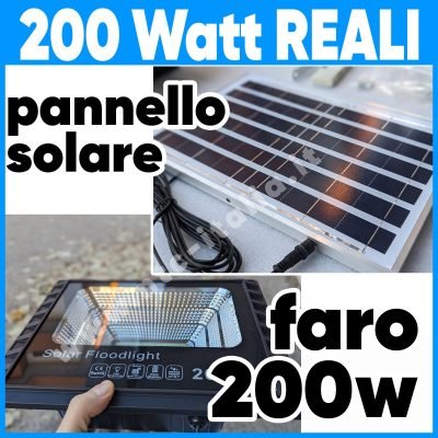 Faro LED 200w 🟢QUALITA' Top🟢 + Pannello Solare +Telecomando Casa E Giardino