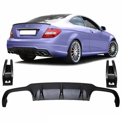 Paraurti Posteriore Mercedes W204 C204 Diffusore + Supporto per C63 AMG