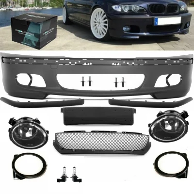 Paraurti Touring + set nebbia per M + Kit Montaggio per BMW E46
