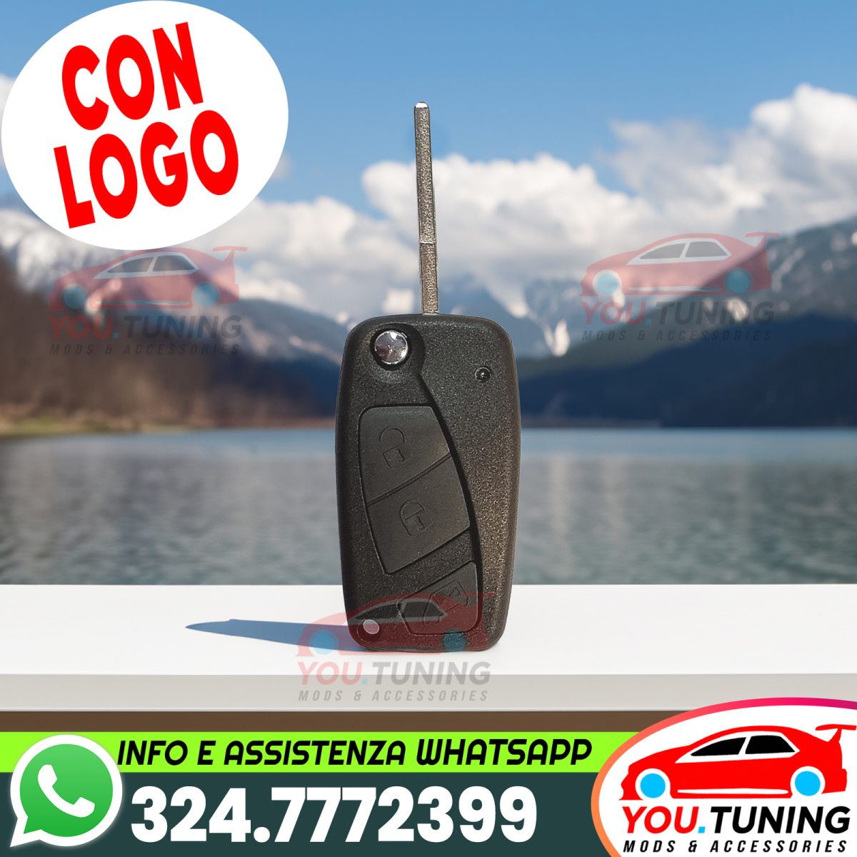 💚Chiave Guscio Fiat 3 Tasti Bravo Stilo Panda Ducato Punto Ulysse *3D-LOGO*
