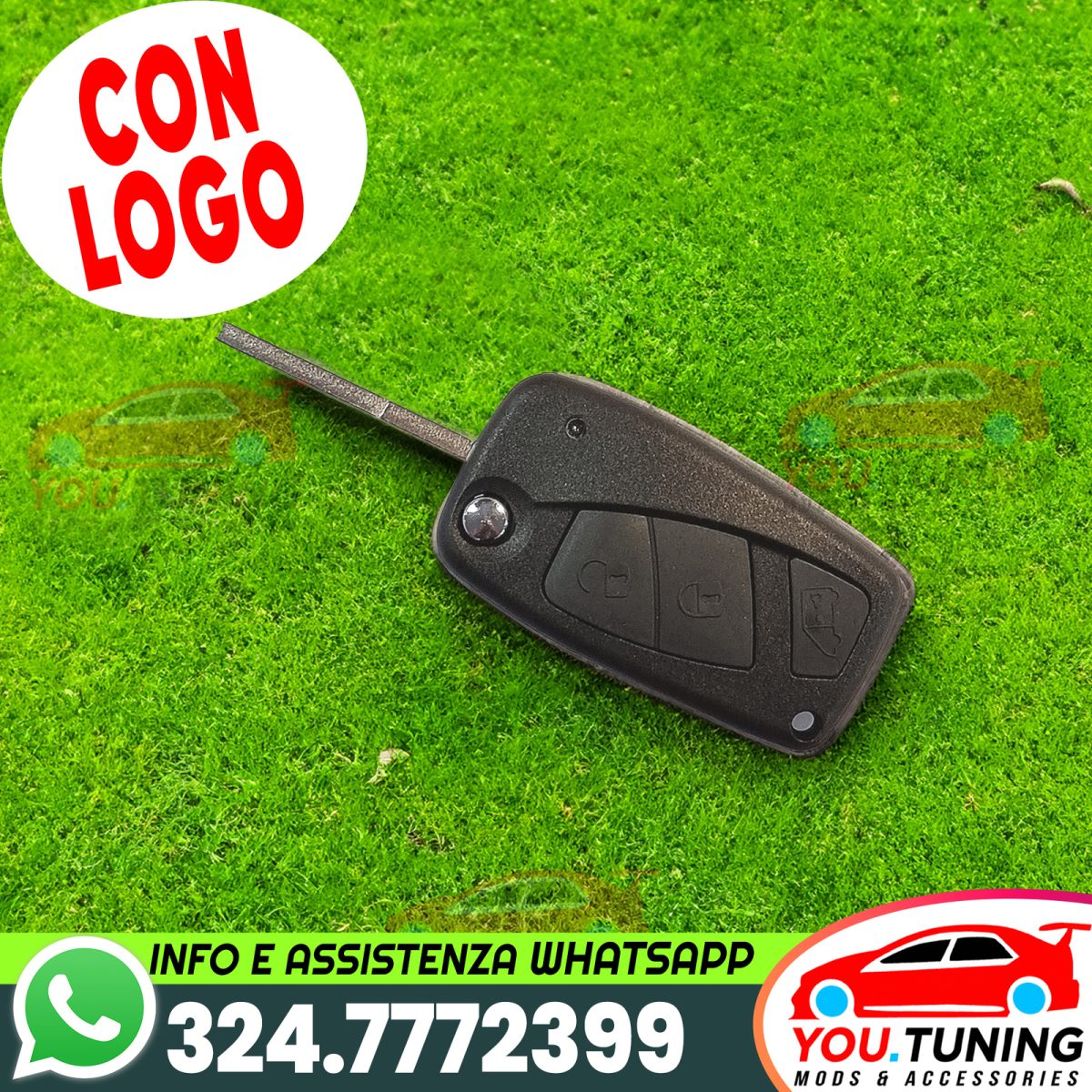 💚Chiave Guscio Fiat 3 Tasti Bravo Stilo Panda Ducato Punto Ulysse *3D-LOGO*