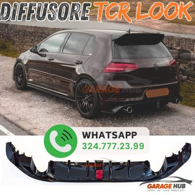 Diffusore Posteriore con LED per VW Golf 7.5 dal 2017 TCR Look Nero Lucido