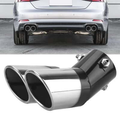 Doppio Scarico Terminali Inox Auto 62mm Curva per scarichi da 3,8cm a 5,7cm