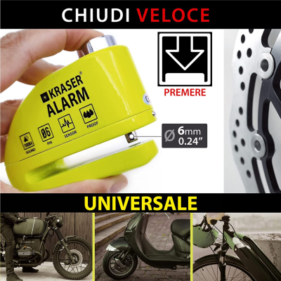 Lucchetto Antifurto Moto Bloccadisco Moto con Allarme Sonoro 110dB per Moto 6MM