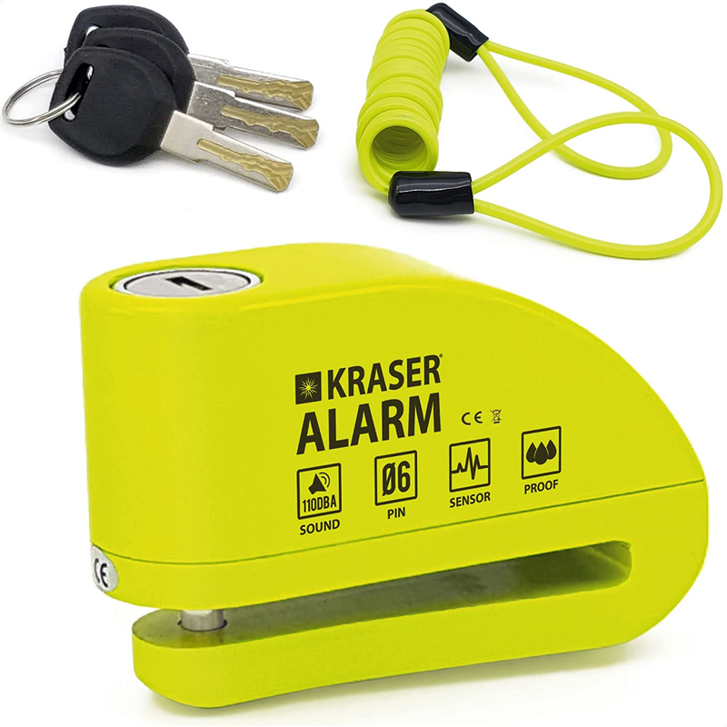 Lucchetto Antifurto Moto Bloccadisco Moto con Allarme Sonoro 110dB per Moto 6MM