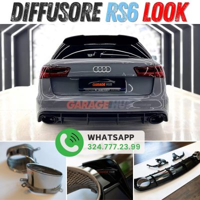 Diffusore + TERMINALI✨RS6 LOOK✨per Audi A6 S-Line 4G C7 2015-2018 Sotto Paraurti