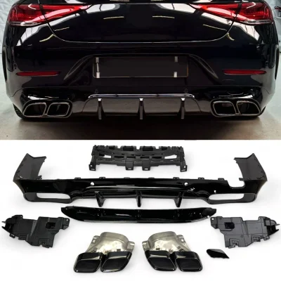 Diffusore + Terminali di Scarico 2X2 (Nero) per Mercedes C257 CLS