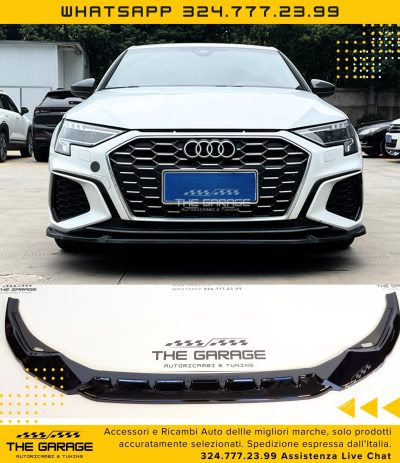 Lama Frontale specifica per Audi A3 8Y 2020-2024 (solo per S-Line) Spoiler Nero