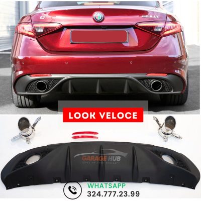 Topdiffusore Veloce per Alfa Romeo Giulia 2015-2022TERMINALI Inox Inclusi