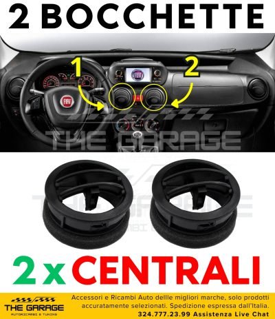 Set 2x Bocchette Griglia Centrale Aria Fiat Fiorino Doblo Nemo Climatizzatore AC