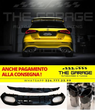 Per Mercedes Classe A W177 ✨AMG Stile A35✨ Diffusore Posteriore + 2 Terminali