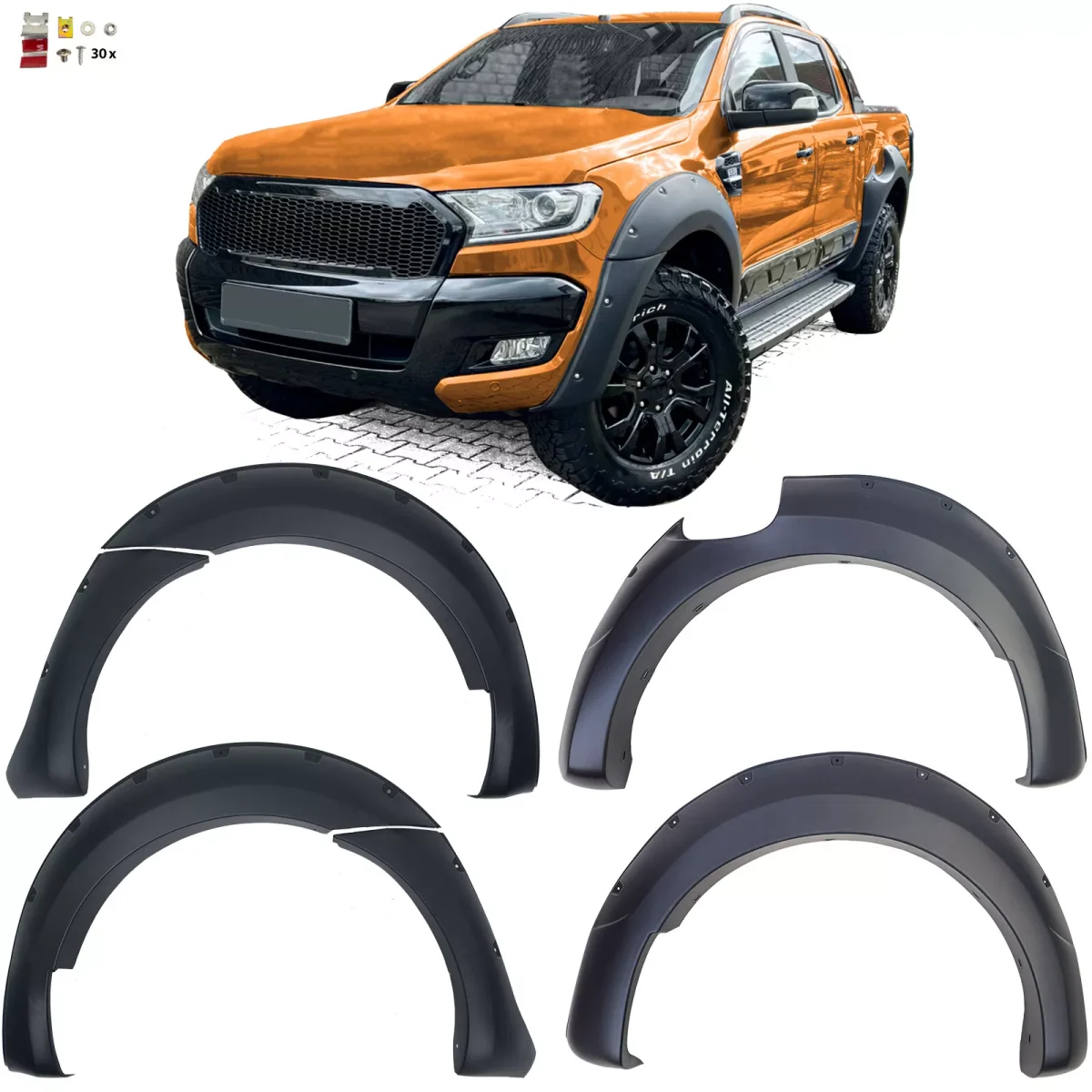 Kit allargamenti passaruota parafango 9″ per Ford Ranger T7 16-19 2.2 3.2