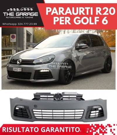 Paraurti Upgrade R20-> per Golf 6 [2008-2013] Completo Griglia+Luci Fendinebbia